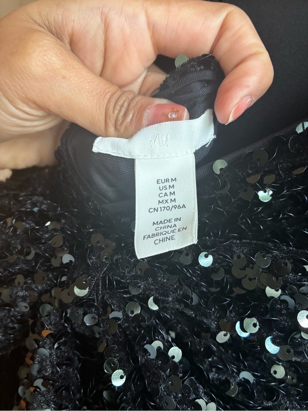H&M Black Sequin Party Dress Size Medium Sparkly Mini Cocktail Dress - Picture 5 of 7